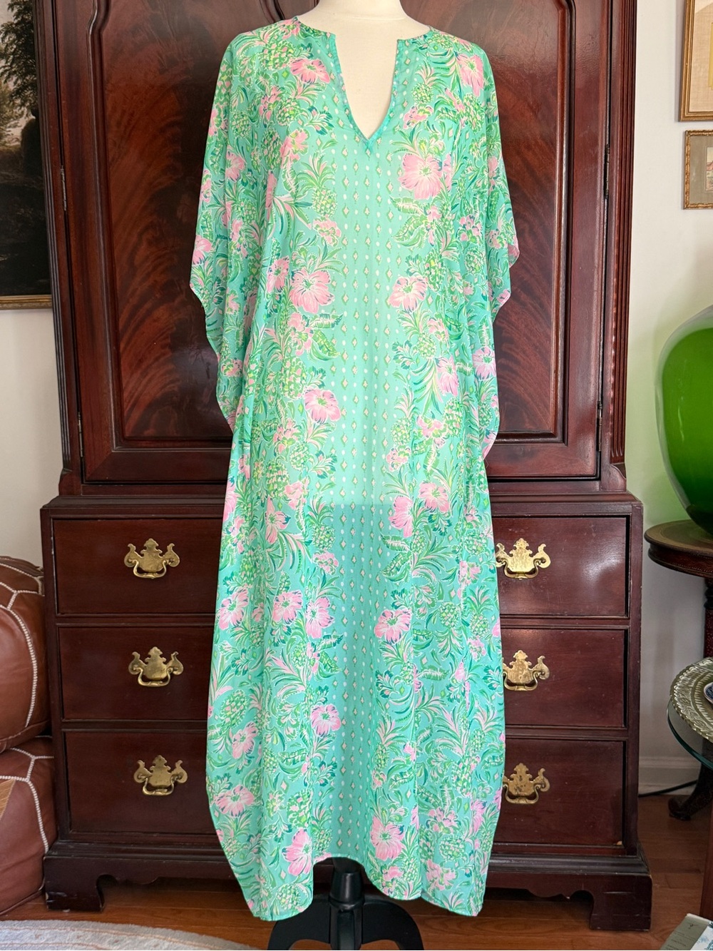 LILLY PULITZER OH DIAMOND GIRL CUCA MAXI CAFTAN COVER-UP SIZE XXS/XS
